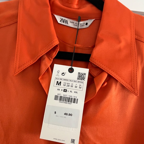 Zara Women’s Blouse Button Up Orange - Picture 2 of 2